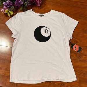 White Boxy Short Sleeve 8-Ball Tee Juniors 2X